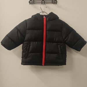 Wonder Nation Kids Black Puffer Jacket with Red Zipper